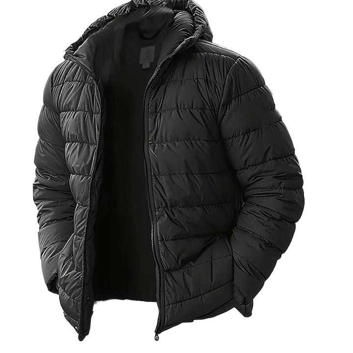 Men's Hooded Quilted Puffer Jacket Regular Fit - Black