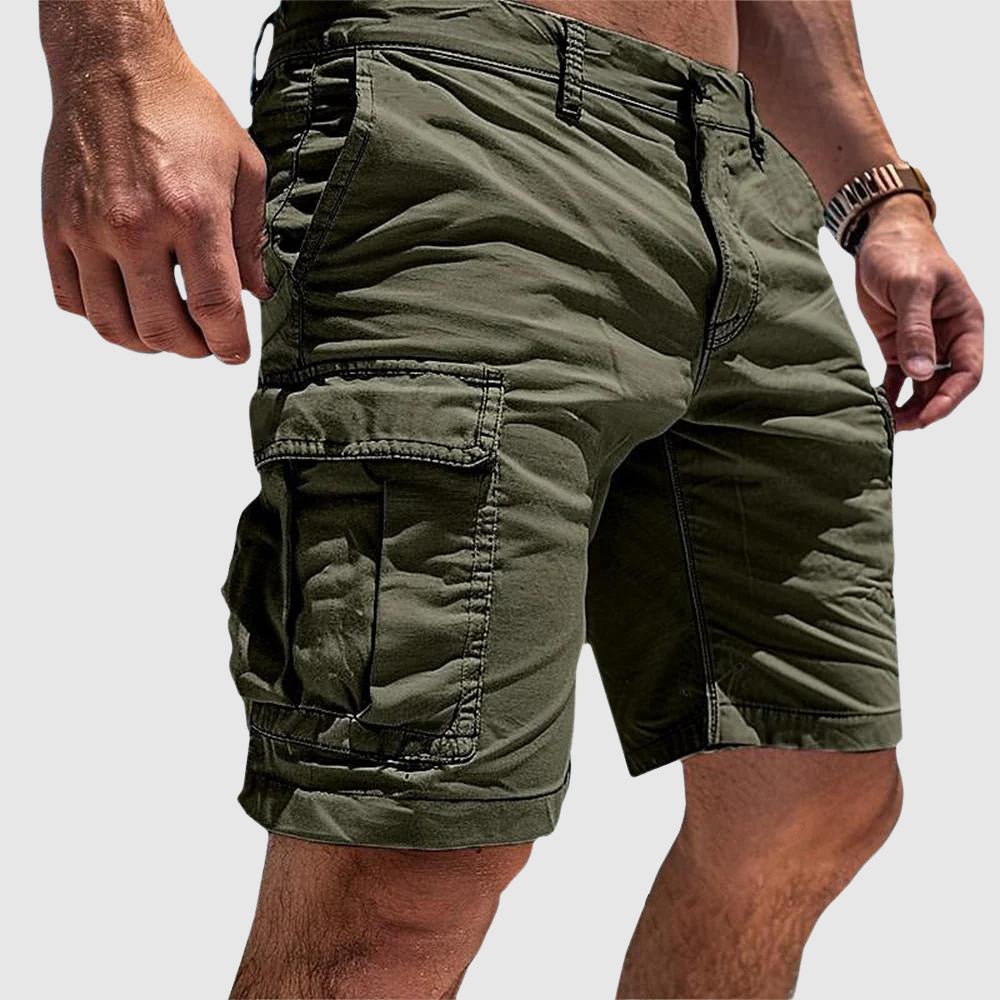 Men's Knee-Length Straight-Cut Flap-Pocket Cargo Shorts - Green