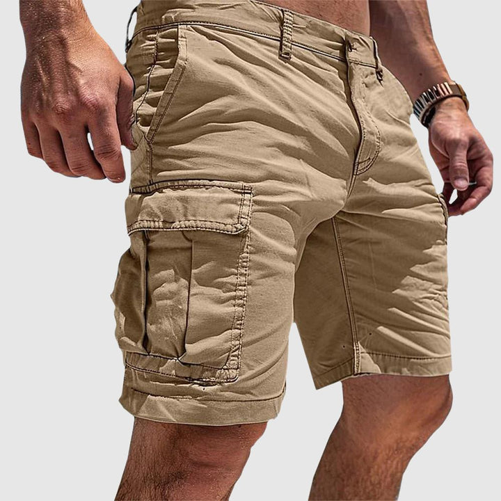 Men's Knee-Length Straight-Cut Flap-Pocket Cargo Shorts - Beige