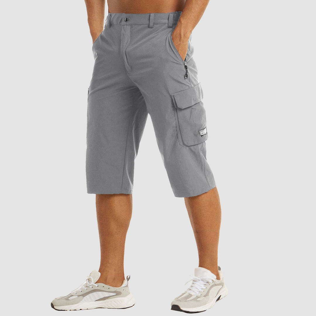 Men's Knee-Length Straight-Fit Cargo Shorts Belt-Loop Waist - Light Gray
