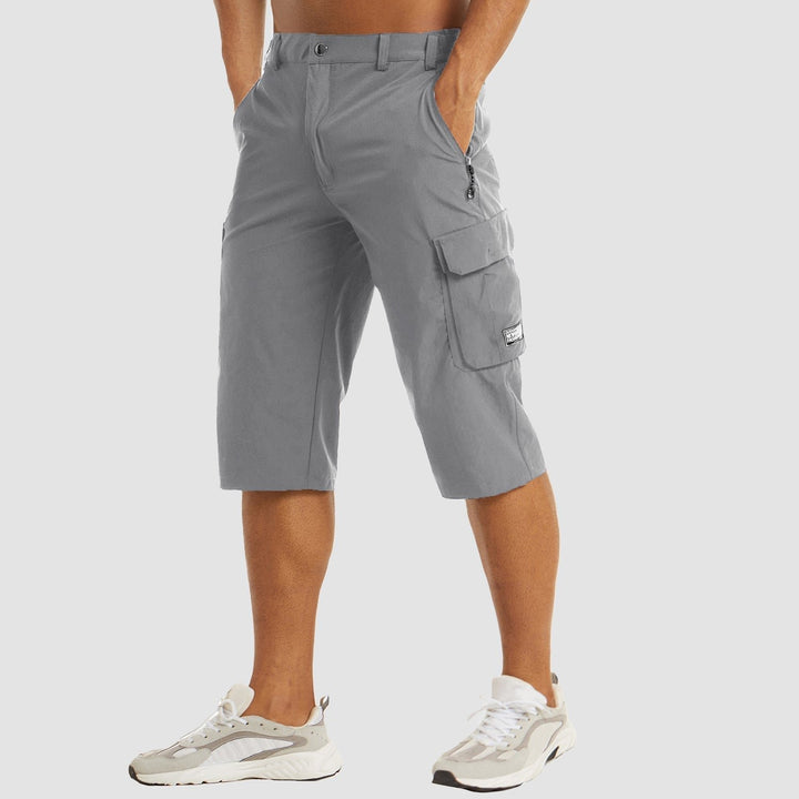 Men's Knee-Length Straight-Fit Cargo Shorts Belt-Loop Waist - Light Gray