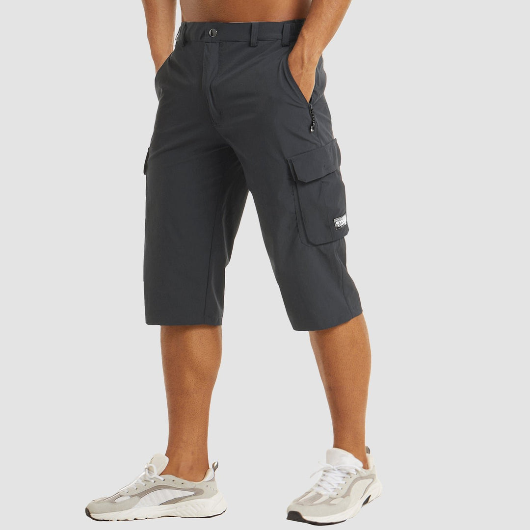 Men's Knee-Length Straight-Fit Cargo Shorts Belt-Loop Waist - Dark Gray