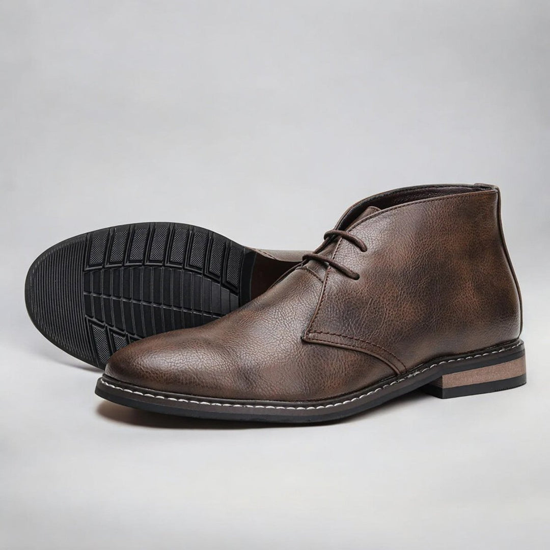 Men's Lace-Up Chukka Boots Faux Leather Ankle