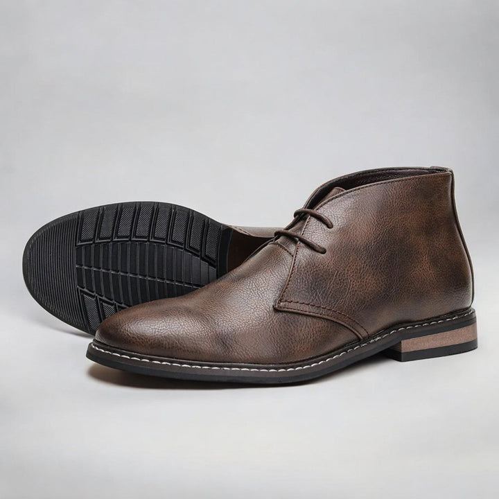 Men's Lace-Up Chukka Boots Faux Leather Ankle
