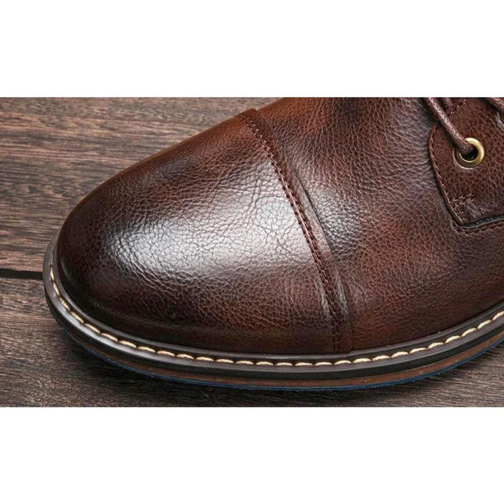 Men's Leather Lace-Up Cap-Toe Oxford Ankle Mens Boots