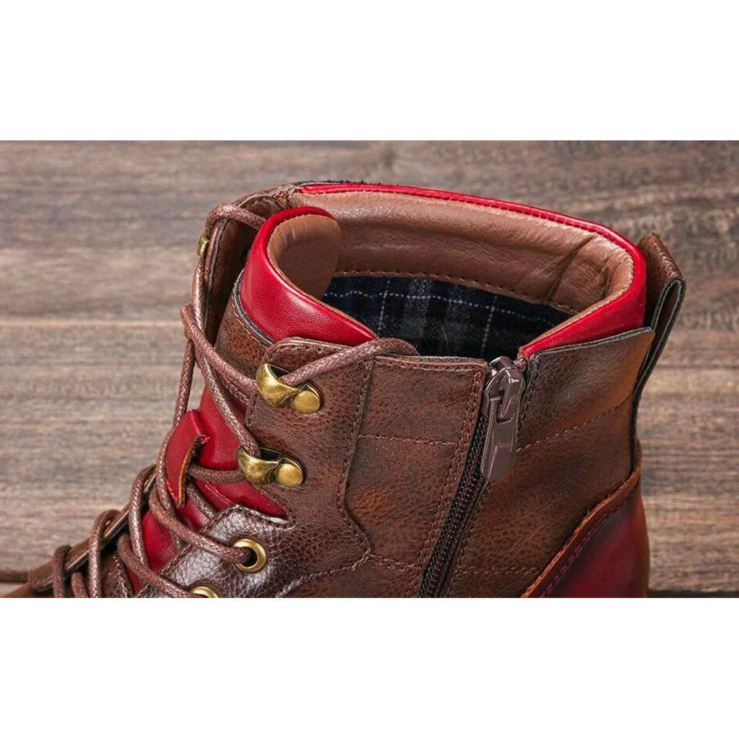 Men's Leather Lace-Up Cap-Toe Oxford Ankle Mens Boots