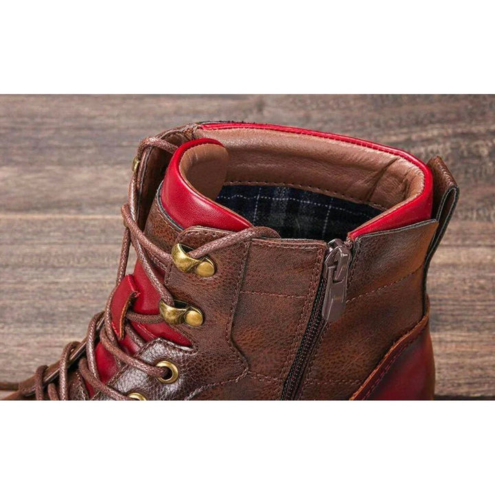 Men's Leather Lace-Up Cap-Toe Oxford Ankle Mens Boots