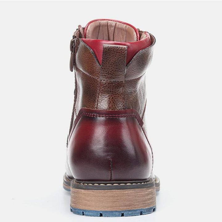 Men's Leather Lace-Up Cap-Toe Oxford Ankle Mens Boots