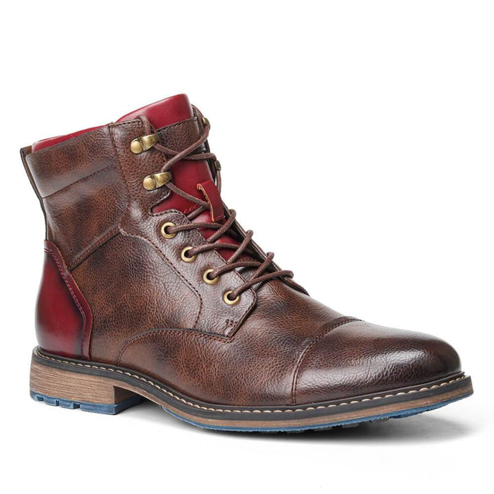 Men's Leather Lace-Up Cap-Toe Oxford Ankle Mens Boots