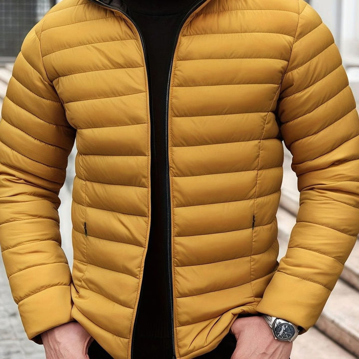 Men's Lightweight Quilted Puffer Jacket Zip-Up Windproof - Yellow