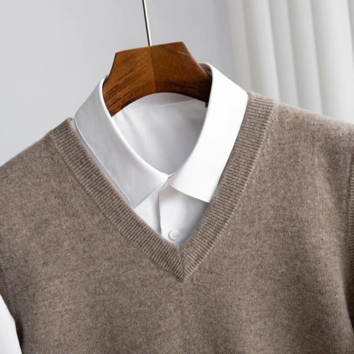 Men's Merino Wool V-Neck Sweater Vest Lightweight Layering