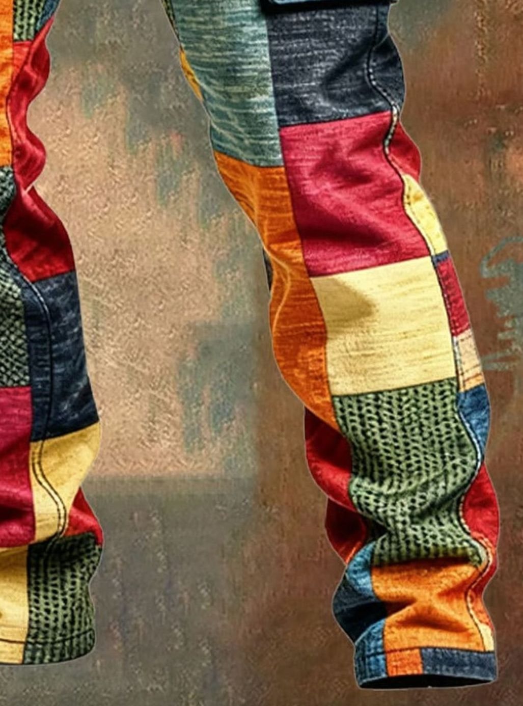 Men's Multicolor Patchwork Regular-Fit Cargo Pants