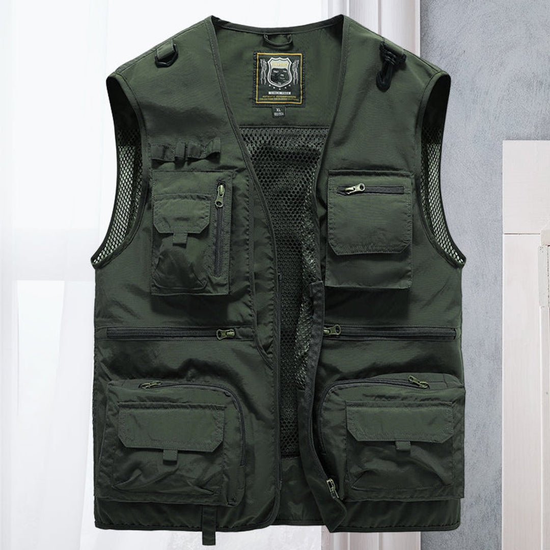 Men's Outdoor Multi-Pocket Mesh-Back Tactical Mens Gilet - Army Green
