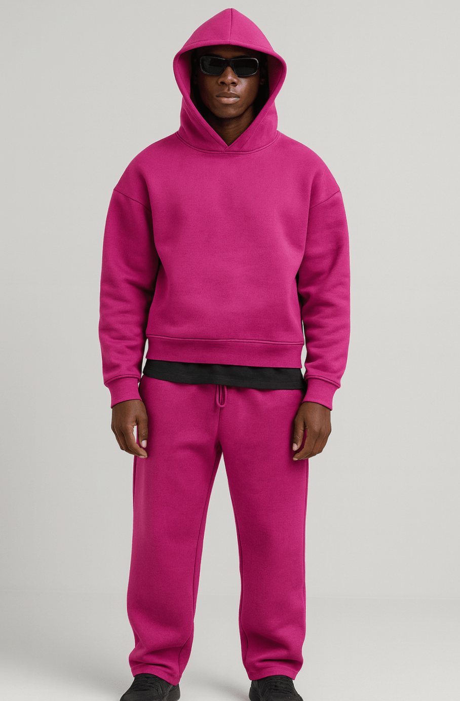 Men's Oversized Fleece Hoodie Jogger Tracksuit Set