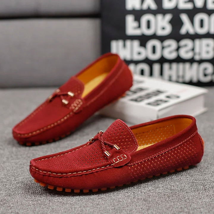 Men's Perforated Suede Slip-On Breathable Driving Loafers