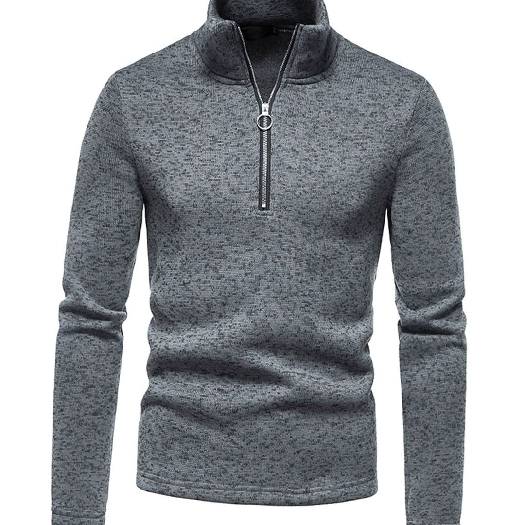 Men's Quarter-Zip Mock Neck Fine Knit Pullover Sweater