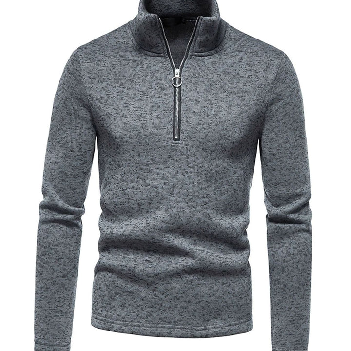 Men's Quarter-Zip Mock Neck Fine Knit Pullover Sweater