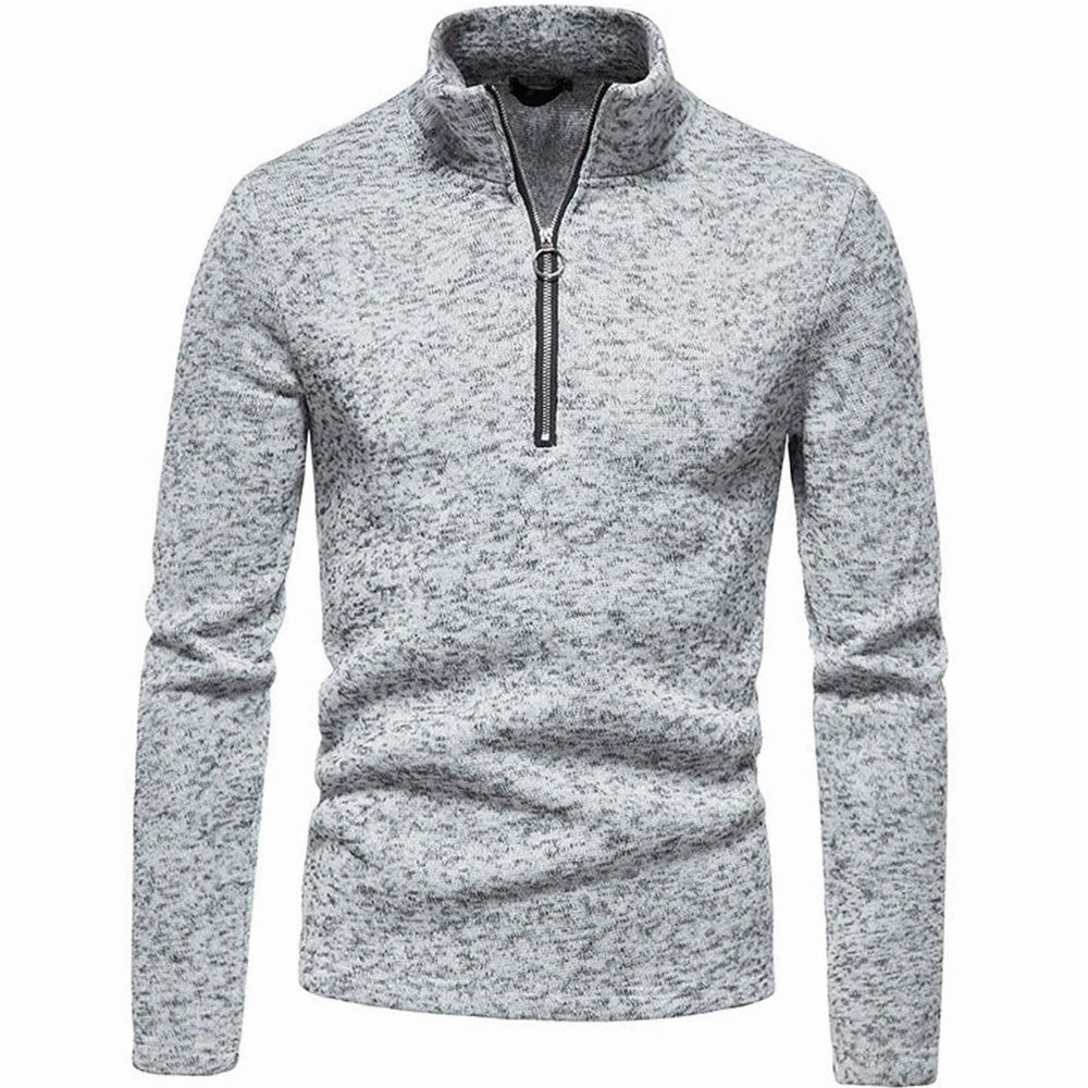 Men's Quarter-Zip Mock Neck Fine Knit Pullover Sweater
