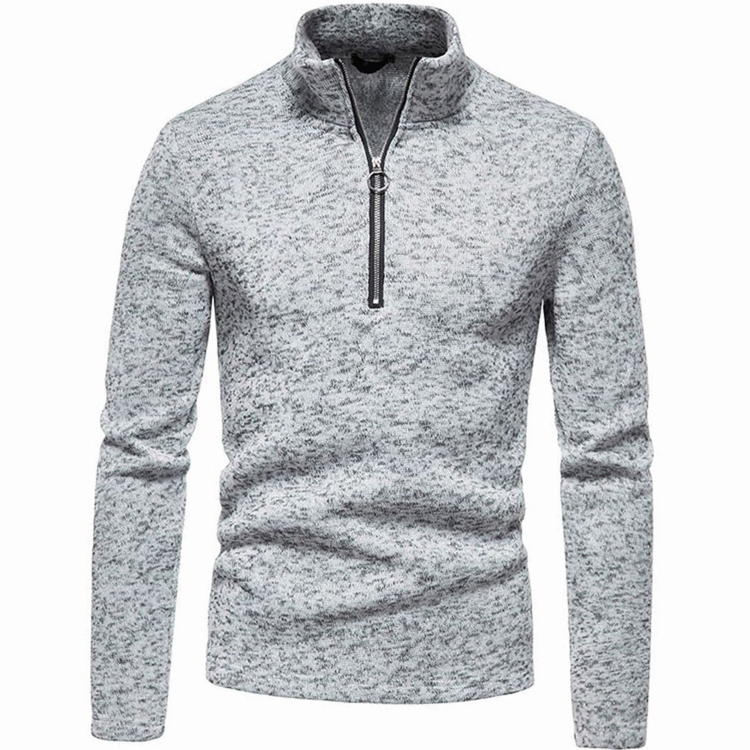 Men's Quarter-Zip Mock Neck Fine Knit Pullover Sweater