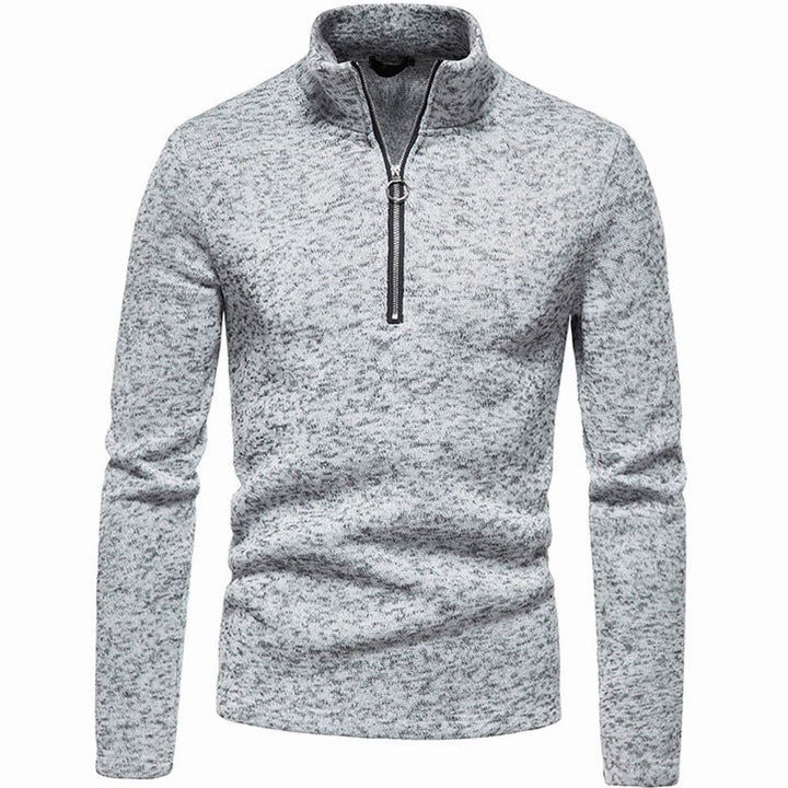 Men's Quarter-Zip Mock Neck Fine Knit Pullover Sweater