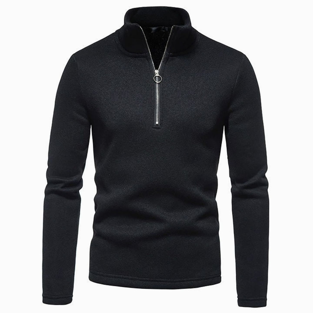 Men's Quarter-Zip Mock Neck Fine Knit Pullover Sweater