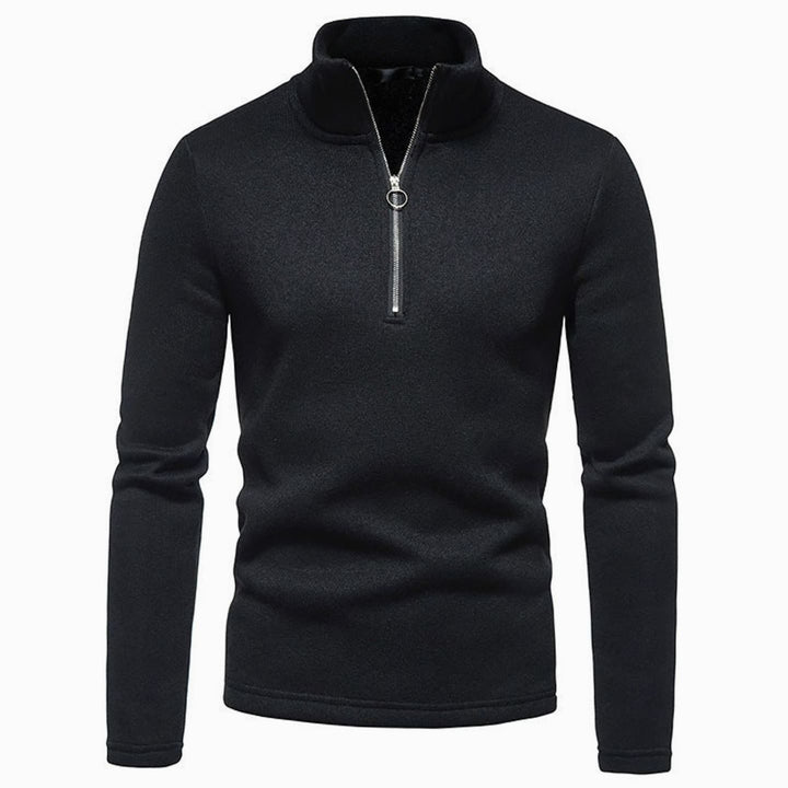 Men's Quarter-Zip Mock Neck Fine Knit Pullover Sweater