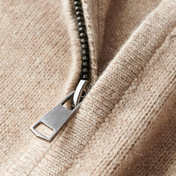 Men's Quarter-Zip Ribbed Knit Sweater Regular Fit Pullover