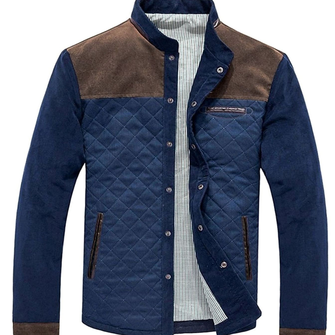 Men's Quilted Color-Block Stand-Collar Insulated Jacket