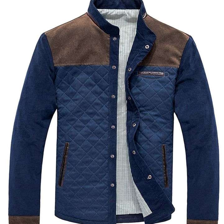 Men's Quilted Color-Block Stand-Collar Insulated Jacket