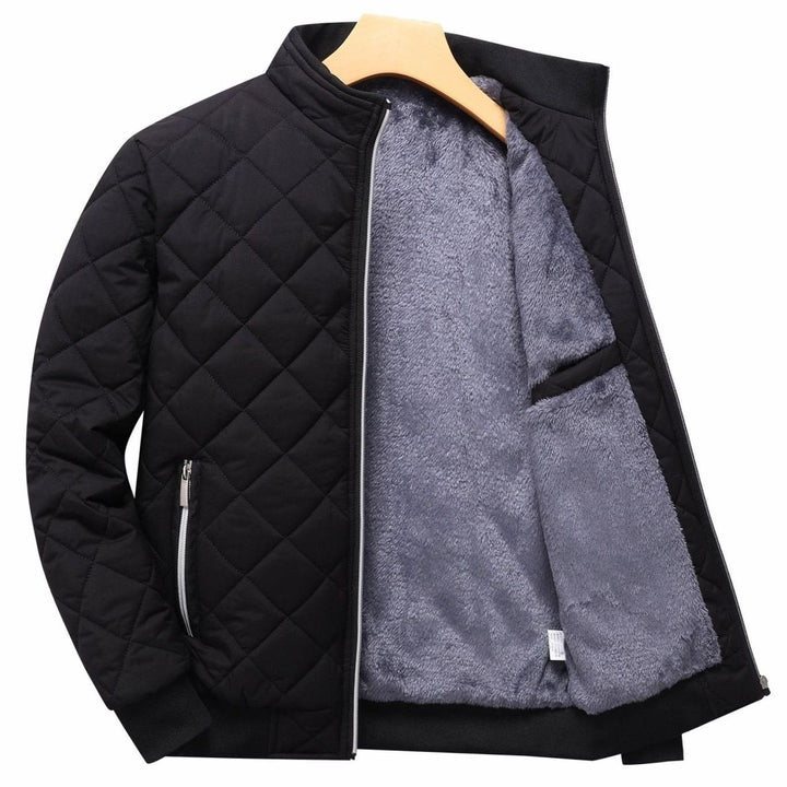 Men's Quilted Fleece-Lined Bomber Jacket - Black