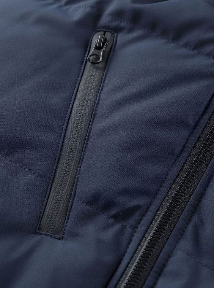 Men's Quilted Hooded Puffer Winter Jacket Ribbed Cuffs