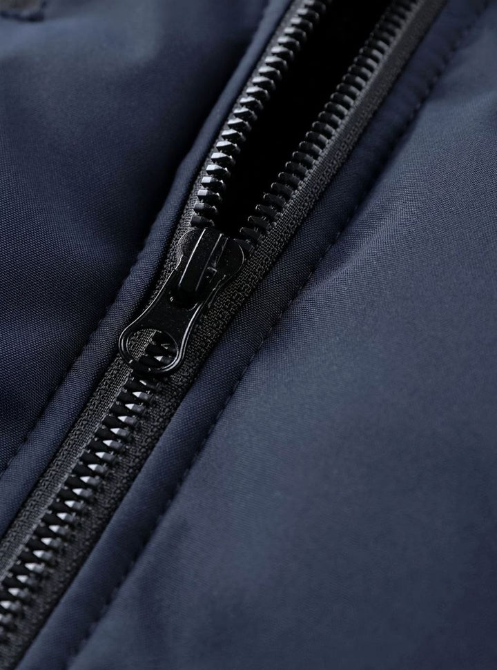 Men's Quilted Hooded Puffer Winter Jacket Ribbed Cuffs