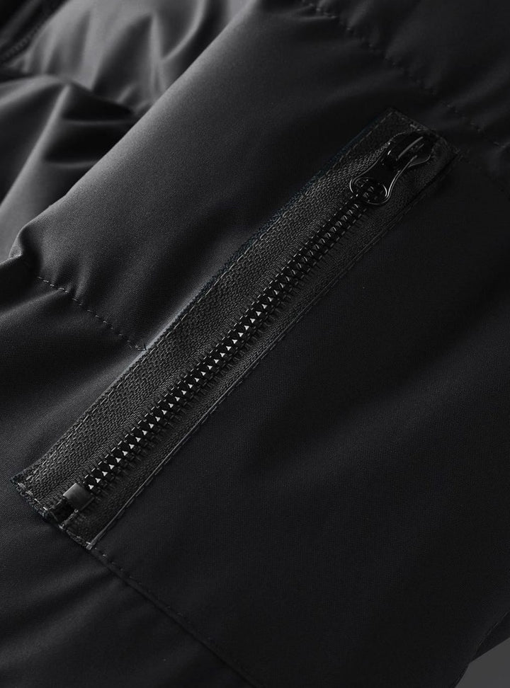 Men's Quilted Hooded Puffer Winter Jacket Ribbed Cuffs