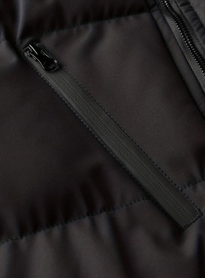 Men's Quilted Hooded Puffer Winter Jacket Ribbed Cuffs