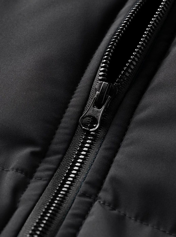 Men's Quilted Hooded Puffer Winter Jacket Ribbed Cuffs