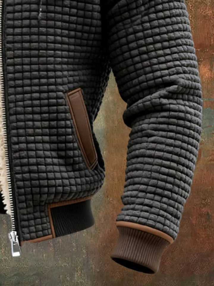 Men's Quilted Jacket Sherpa Fleece Lined Hooded Full-Zip Winter Coat