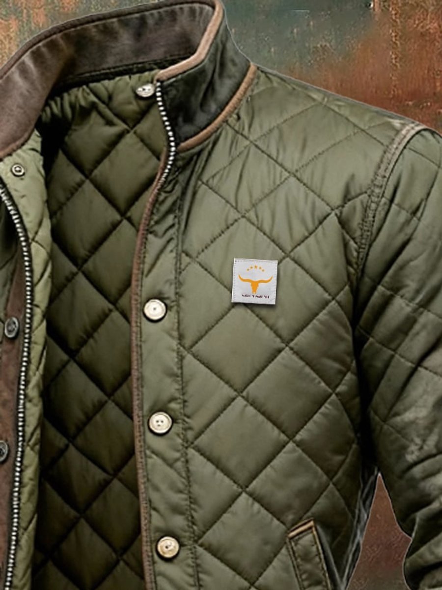 Men's Quilted Jacket Stand Collar Insulated Bomber