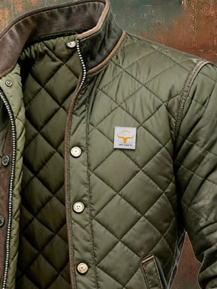 Men's Quilted Jacket Stand Collar Insulated Bomber