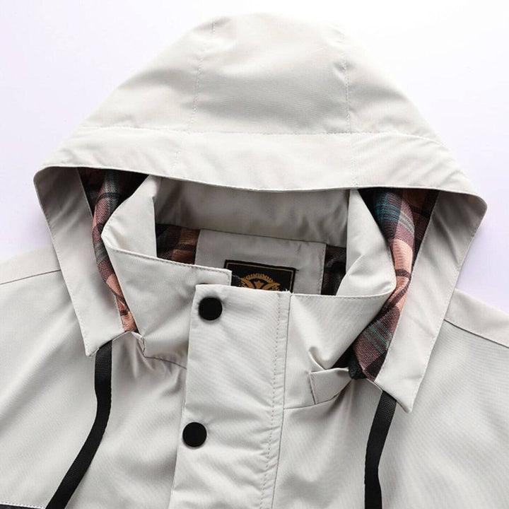 Men's Quilted Jacket Waterproof Hooded Windproof Outdoor Shell