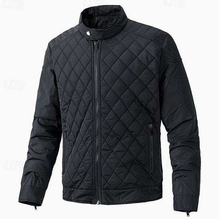 Men's Quilted Stand-Collar Full-Zip Insulated Jacket - Black