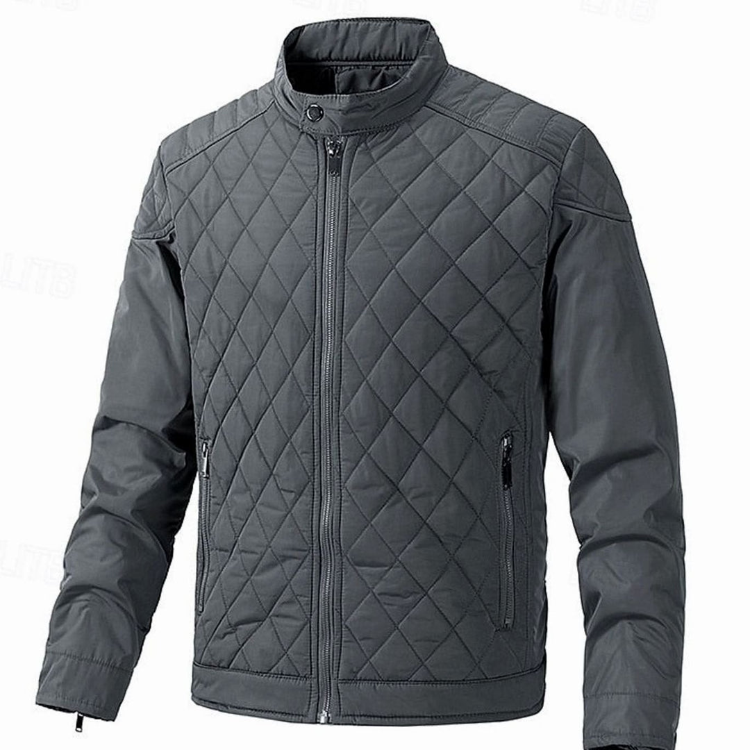 Men's Quilted Stand-Collar Full-Zip Insulated Jacket - Gray