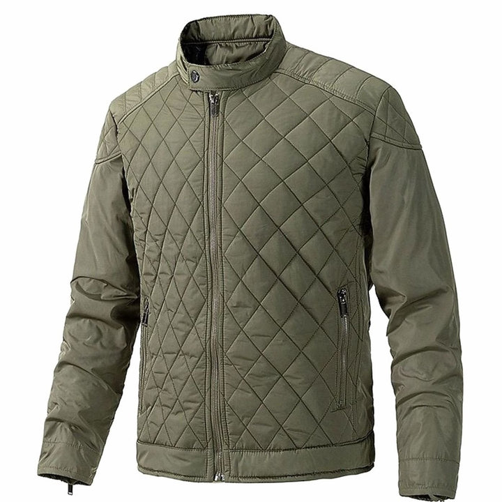 Men's Quilted Stand-Collar Full-Zip Insulated Jacket - Army Green