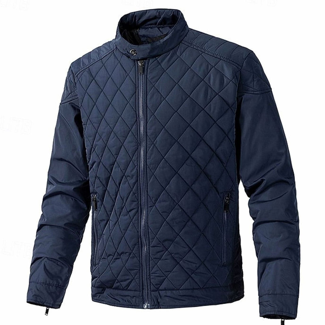 Men's Quilted Stand-Collar Full-Zip Insulated Jacket - Dark Blue