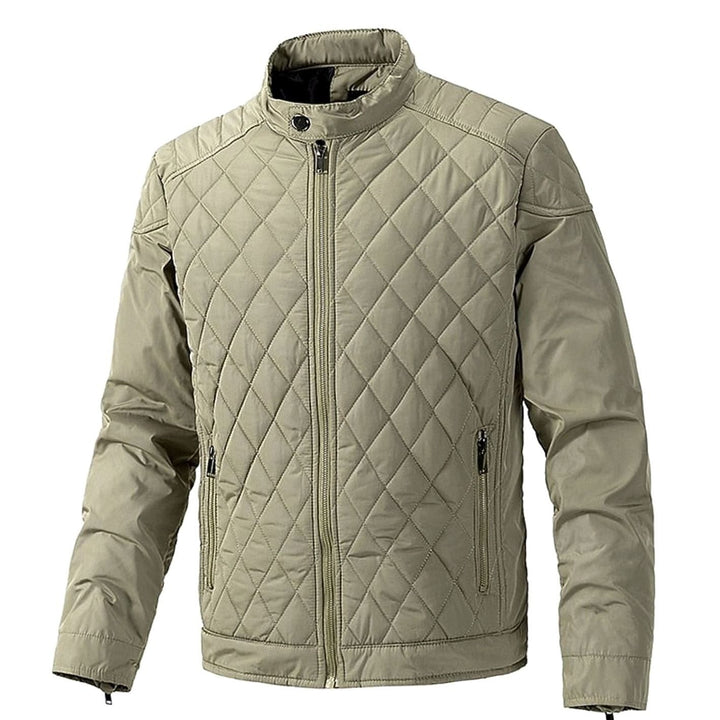 Men's Quilted Stand-Collar Full-Zip Insulated Jacket - Khaki