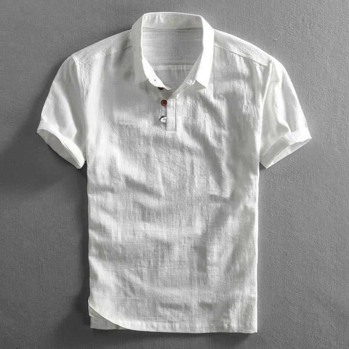 Men's Regular-Fit Linen Short-Sleeve Polo Shirt - White