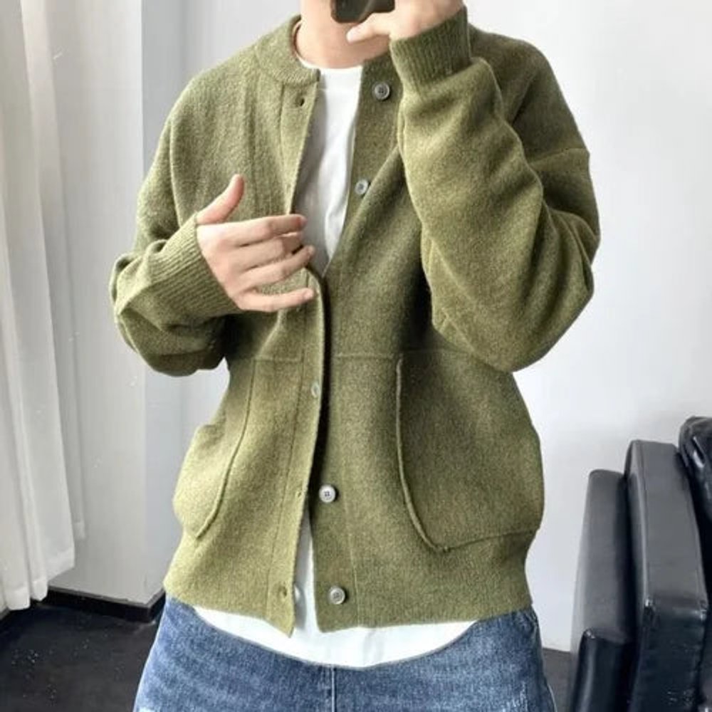 Men's Relaxed-Fit Button-Up Knit Mens Cardigan Sweater