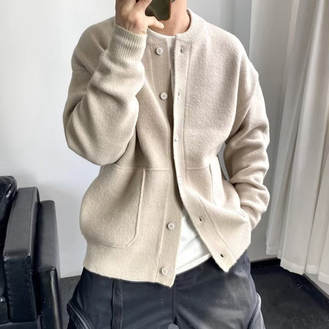 Men's Relaxed-Fit Button-Up Knit Mens Cardigan Sweater - Beige
