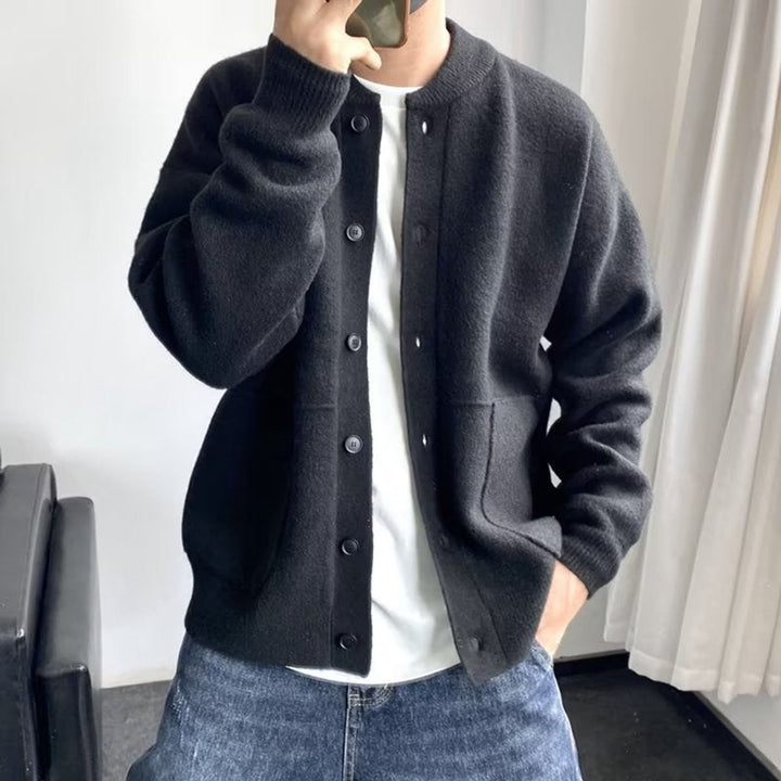 Men's Relaxed-Fit Button-Up Knit Mens Cardigan Sweater - Black