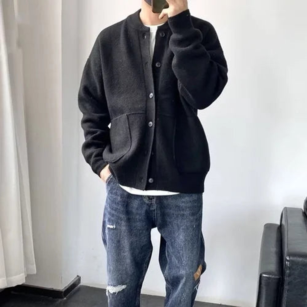Men's Relaxed-Fit Button-Up Knit Mens Cardigan Sweater