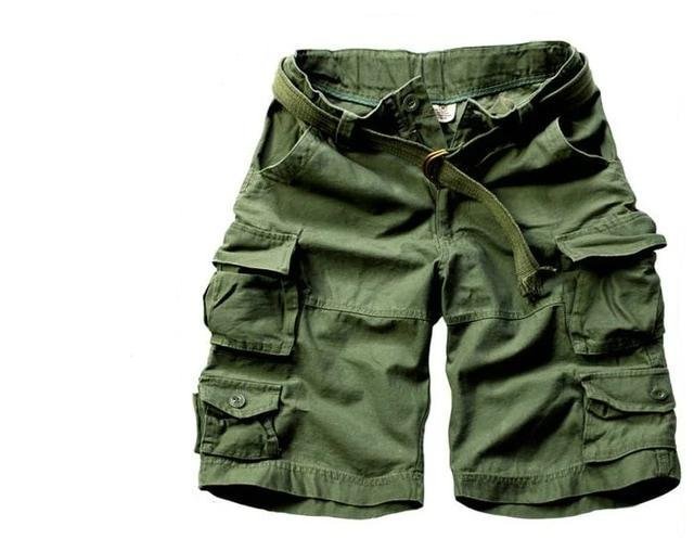 Men's Relaxed-Fit Camouflage Cargo Shorts Belted Utility - Army Green